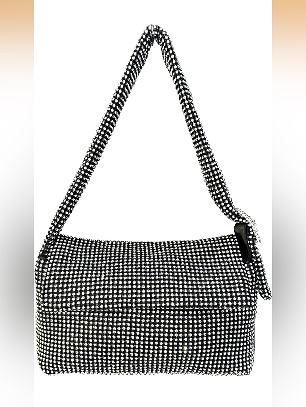 Black Crystal-Embellished Shoulder Bag brand new women Beilaidisi bling